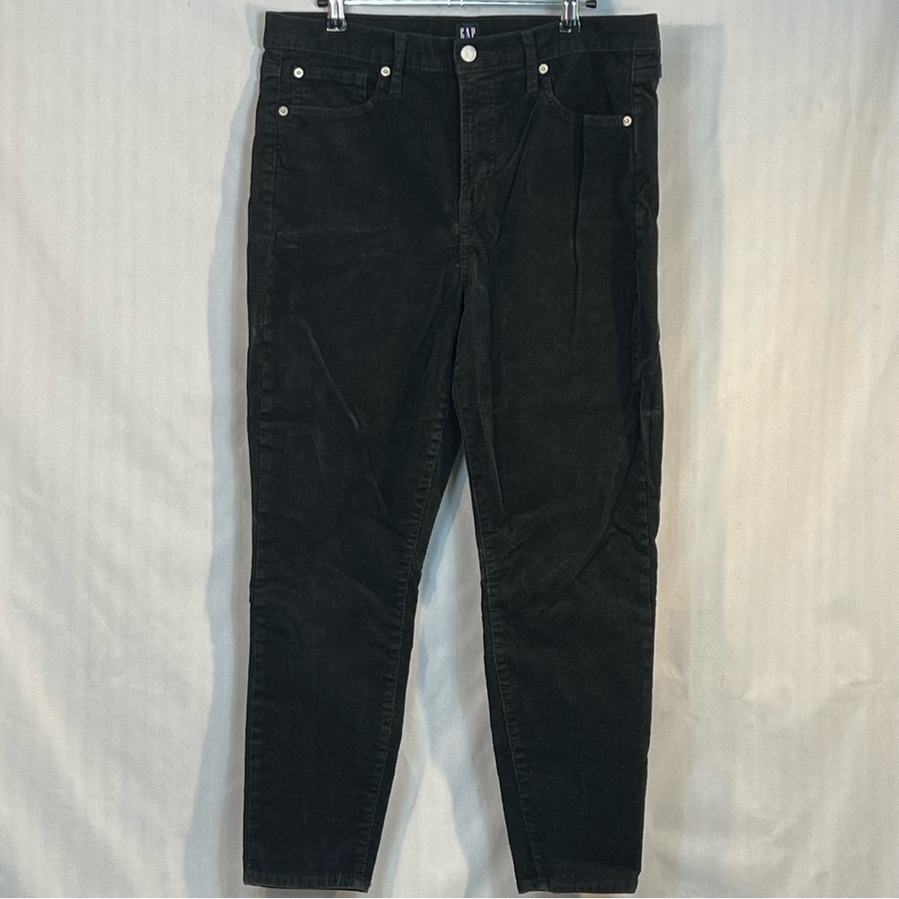 Gap Black Corduroy’s True Skinny Zip & Button High Rise Size 14/32